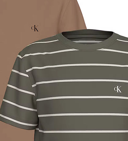 Calvin Klein T-shirts - 2er-Pack - Tea Time/Dusty Olive Streifen