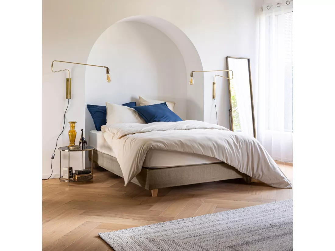 Cache-sommier Beige LEAVE - Someo 160x200