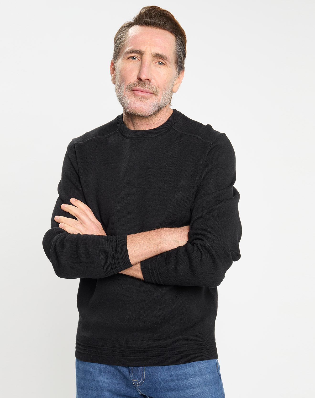 Hackett London Pull col rond uni noir