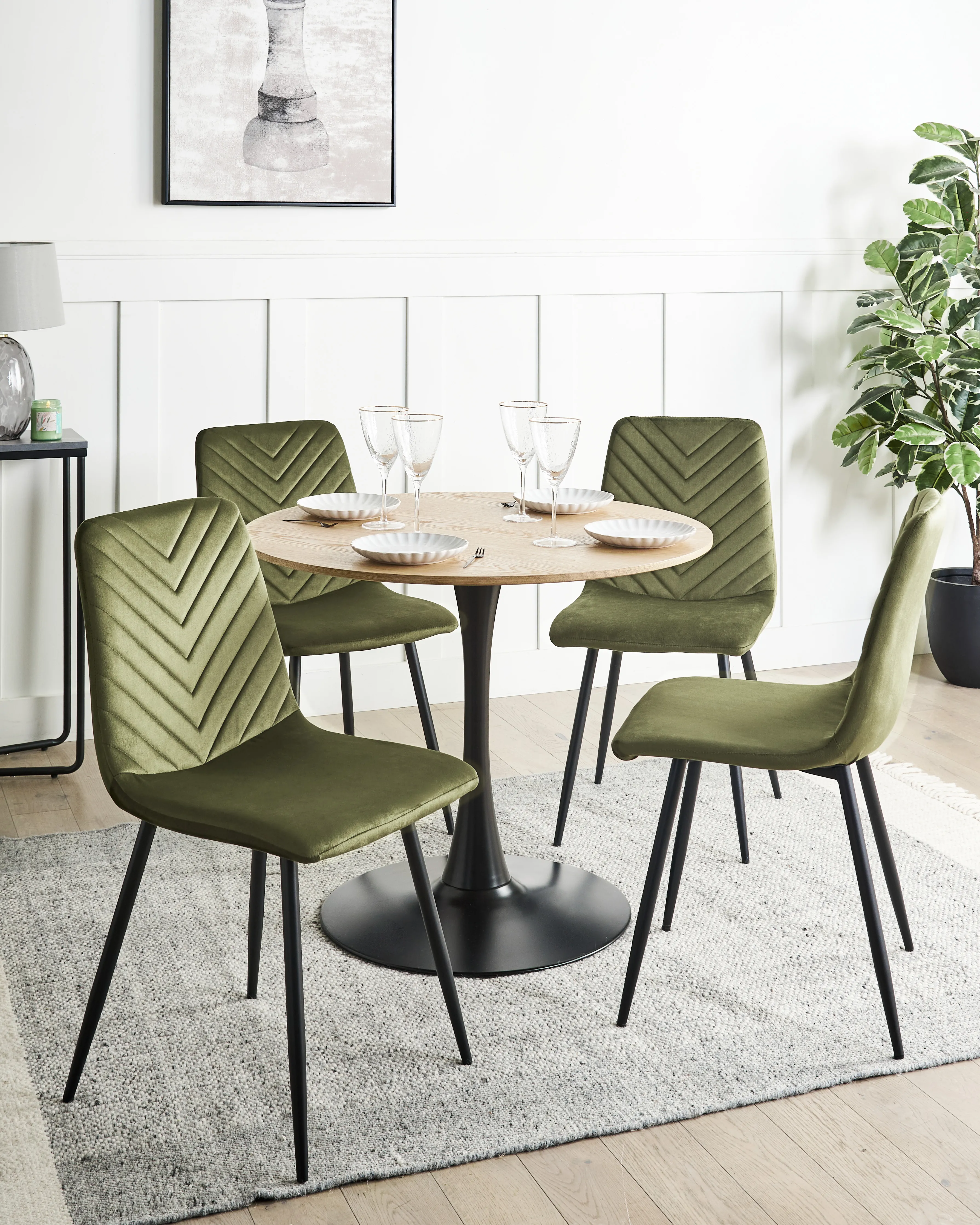 Set van 4 eetkamerstoelen HAVRE Fluweel Olijfgroen