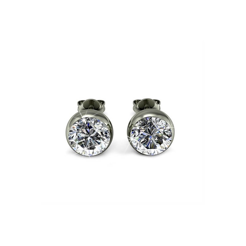 Boucles d'oreilles Moon - Argenté et Cristal