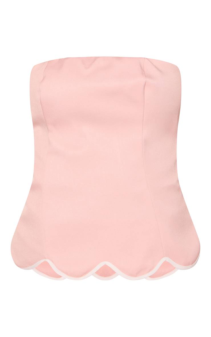 Rose Bébé Ensemble Haut Corset À Ourlet Festonné
