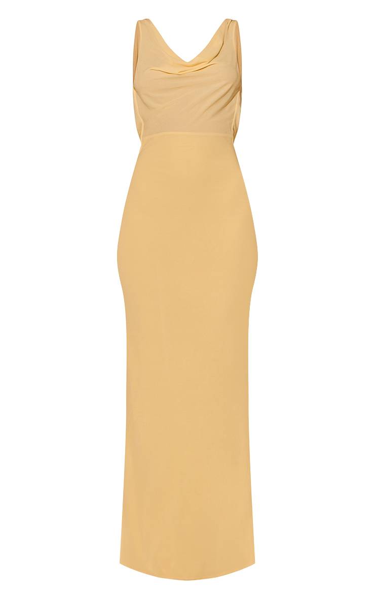 Citron Robe Longue Sans Manches En Mousseline Avec Col Bénitier Extrême