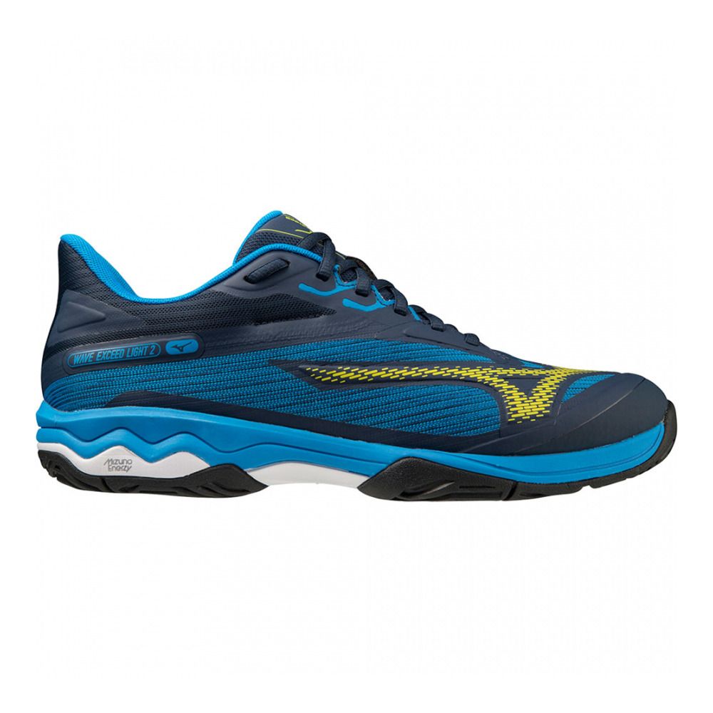 Mizuno WAVE EXCEED LIGHT AC - Chaussures tennis Homme dress blues/bolt(neon)/cloisonné