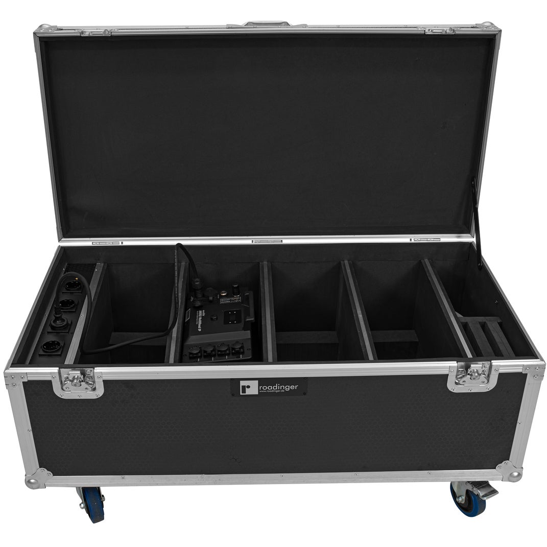 Roadinger Flightcase 4x AKKU Multiflood IP 18x10W RGBW Wash CRMX met laadfunctie