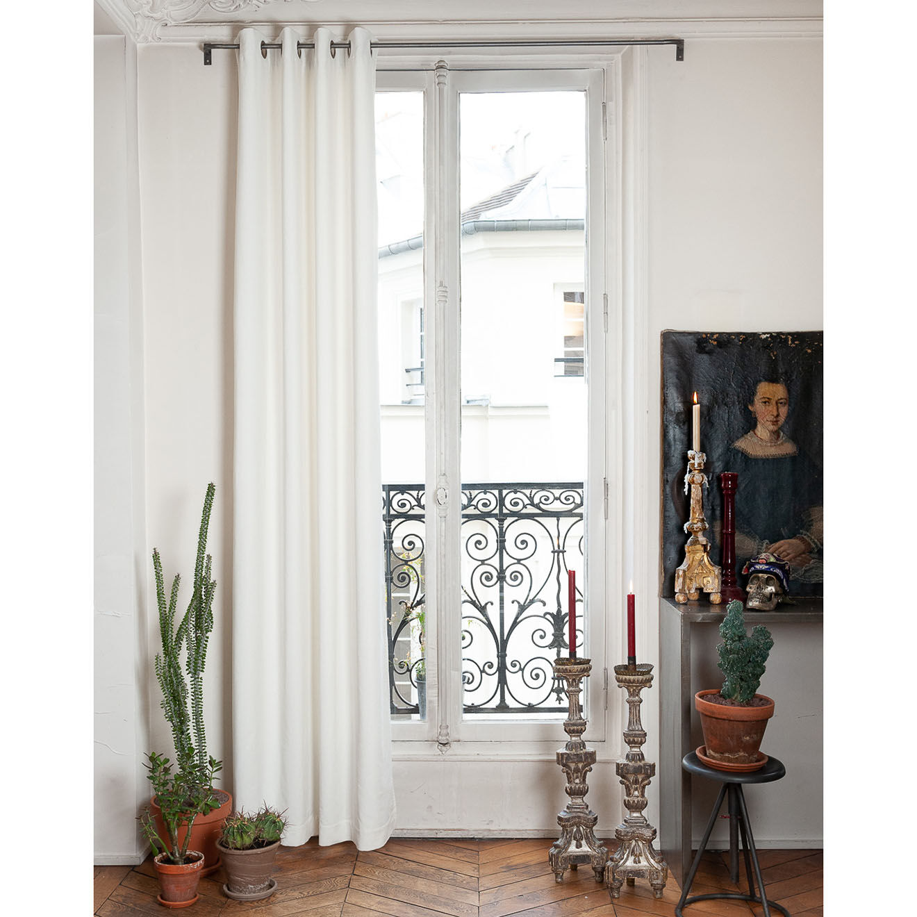 En Fil d'Indienne Rideau Lyric ecru - 135x250 cm