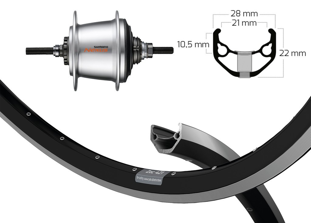 Baghjul med 7 gear shimano - Rullebremse - 26