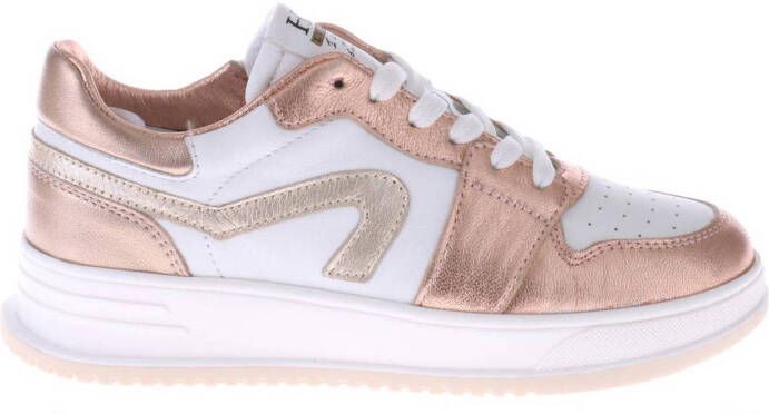 Hip leren sneakers brons wit Meisjes Leer 38 | Sneaker van