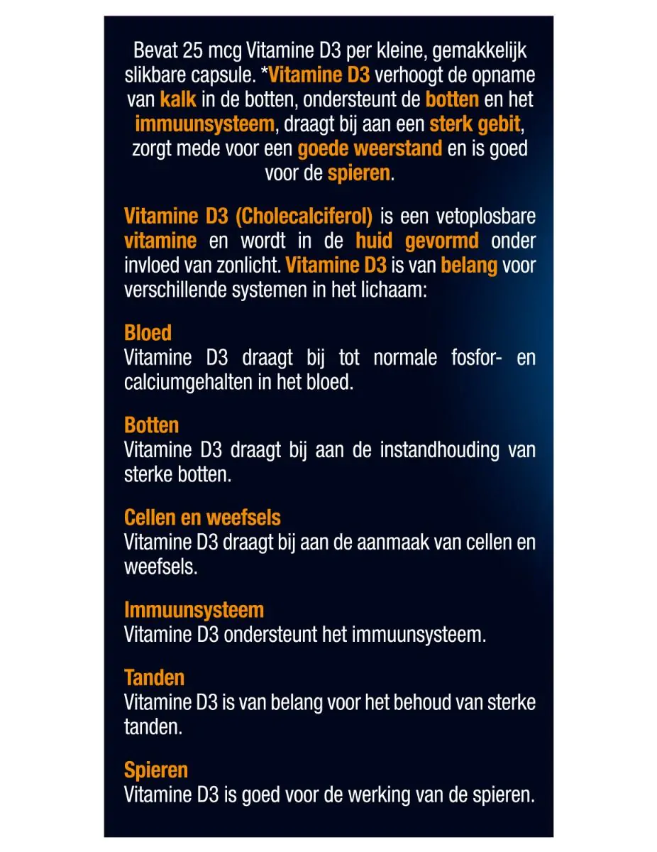 Vitamine D3 25 mcg 60 capsules