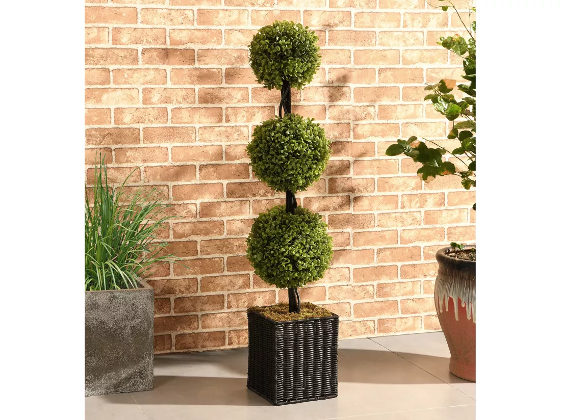 Plante artificiel buis 3 boules avec pot - H. 90 x D. 18 cm -PILANA