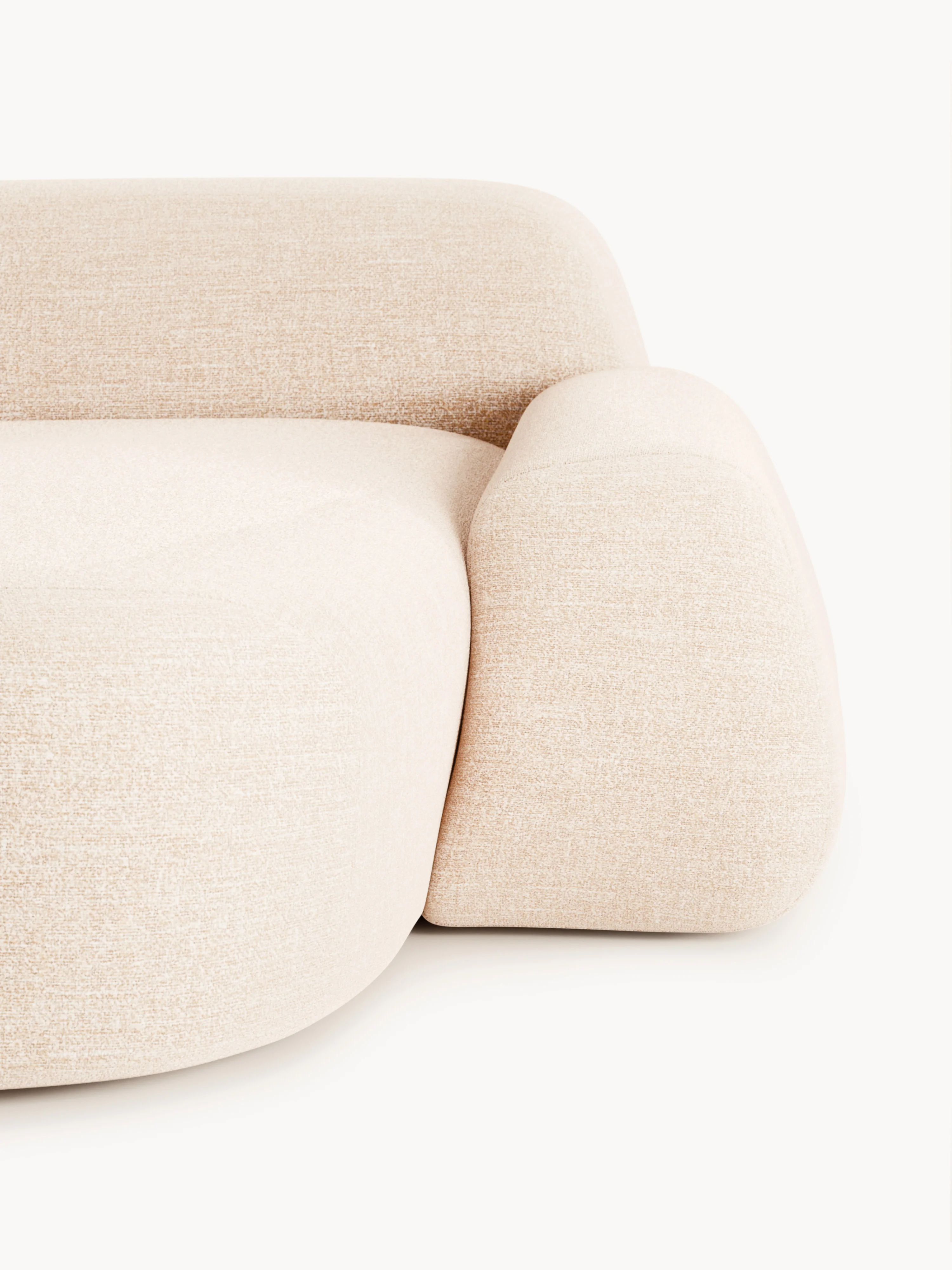 Modulaire bouclé hoekbank Wolke (4-zits) met chaise longue