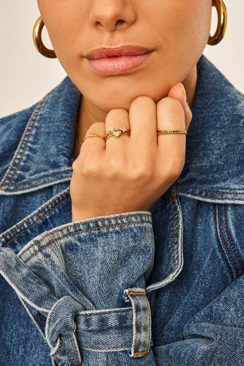 Driedubbele ring love met strass
