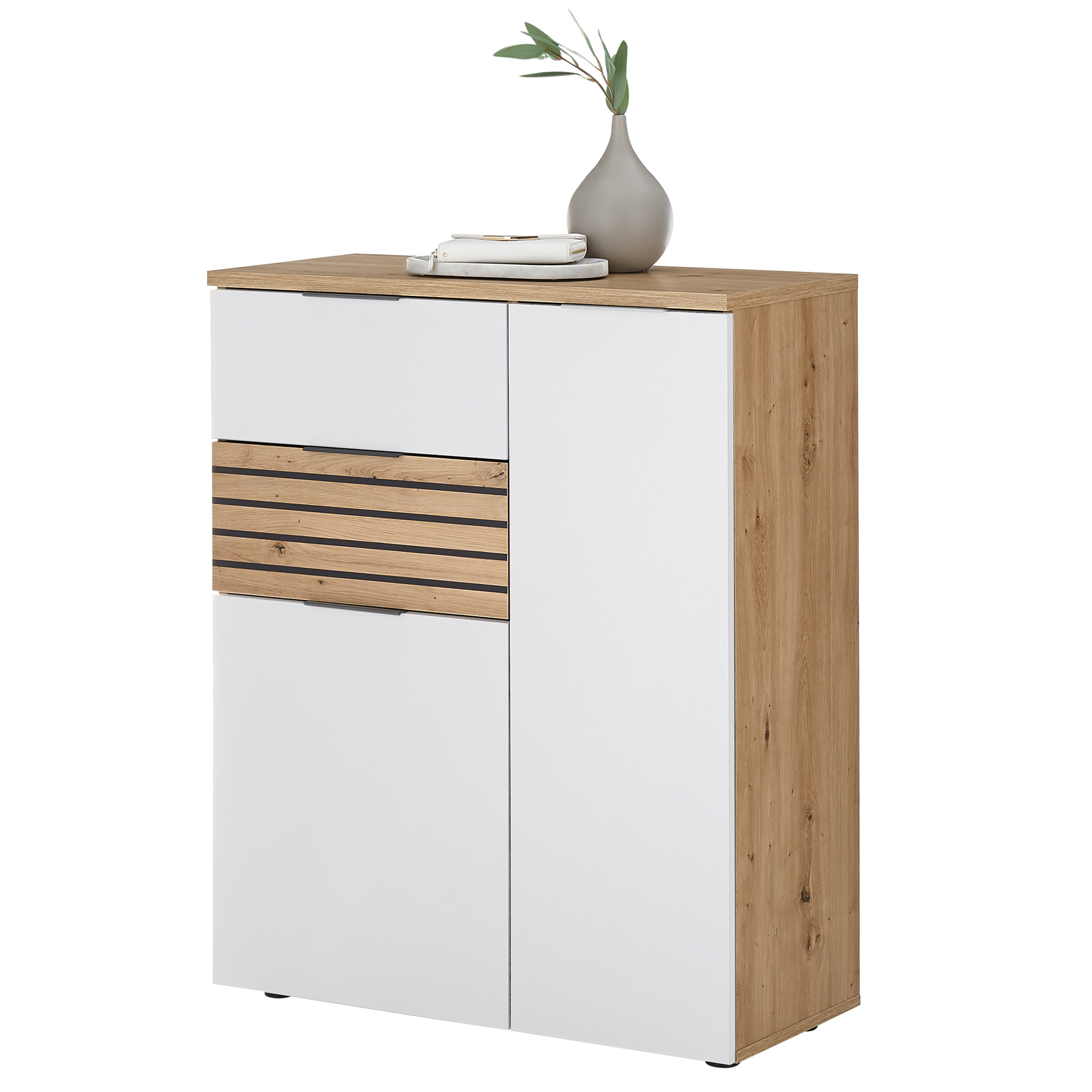 Garderobenkommode - Artisan Eiche - weiß - 85 cm