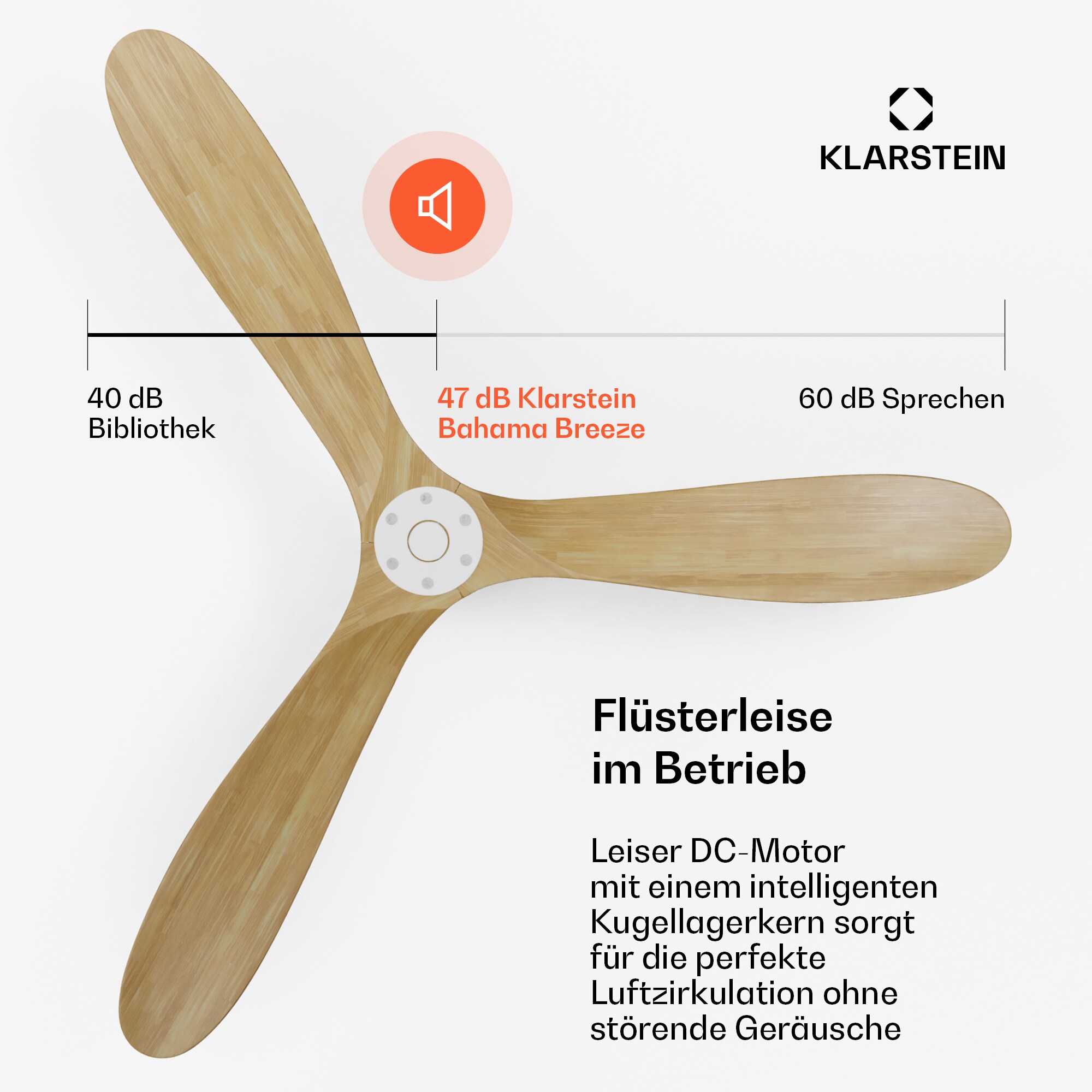 Bahama Breeze Smart Deckenventilator | Massivholz-Rotorblätter | Fernbedienung + App-Steuerung