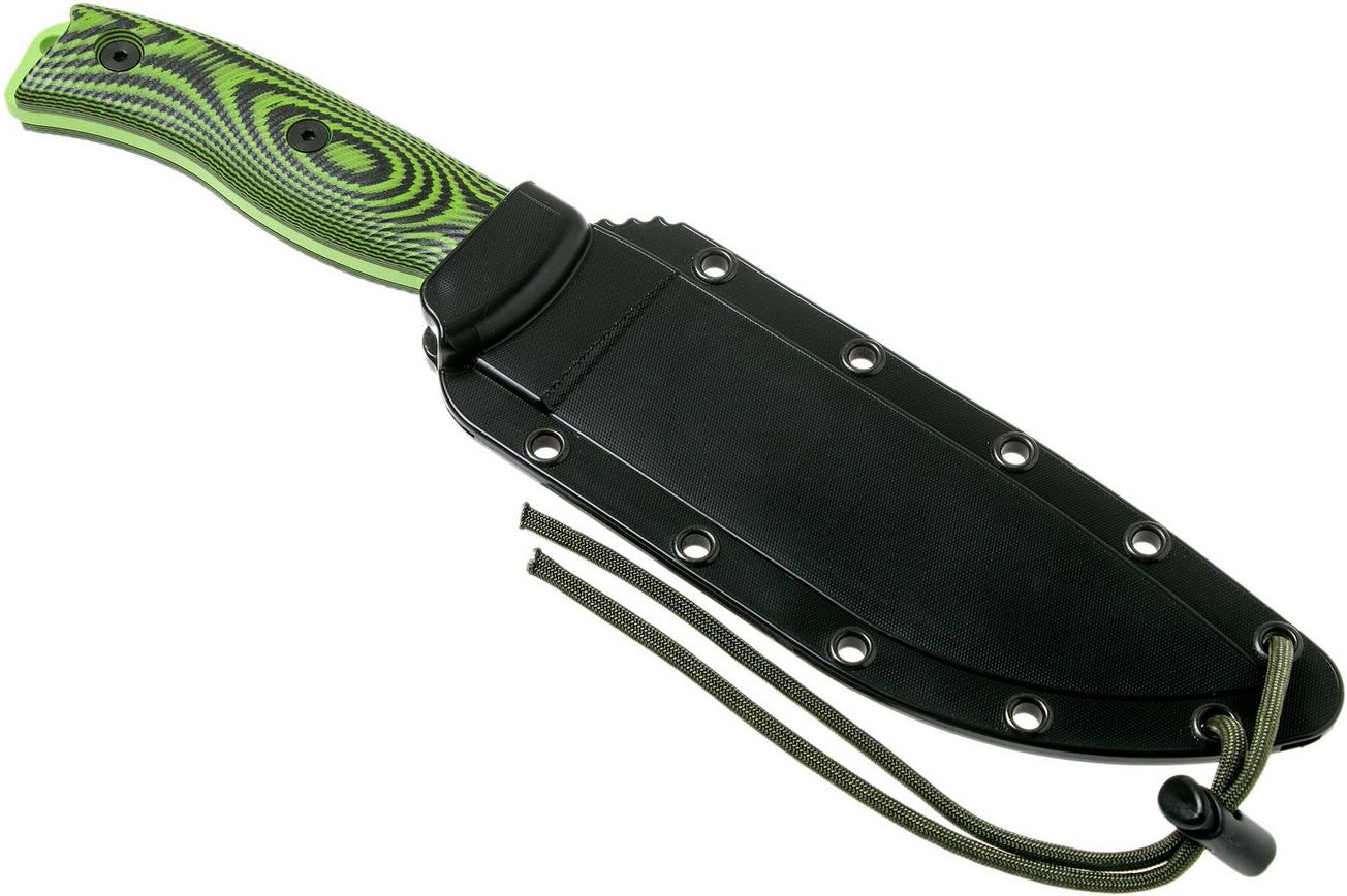 ESEE Model 6 Venom Green Blade 3D Neon Green-Black G10 survivalmes 6PVG-007 zwarte schede   clip plate
