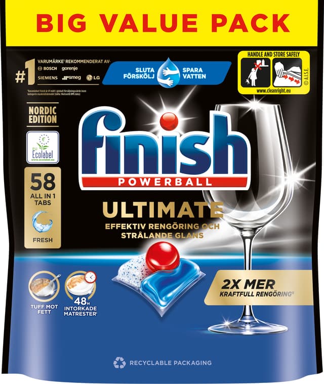 Finish Ultimate all-in-1 opvaskemiddeltabletter (58 stk.)