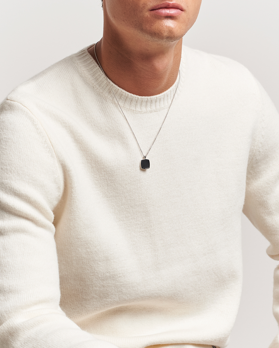 Tom Wood Cushion Pendant Onyx Silver