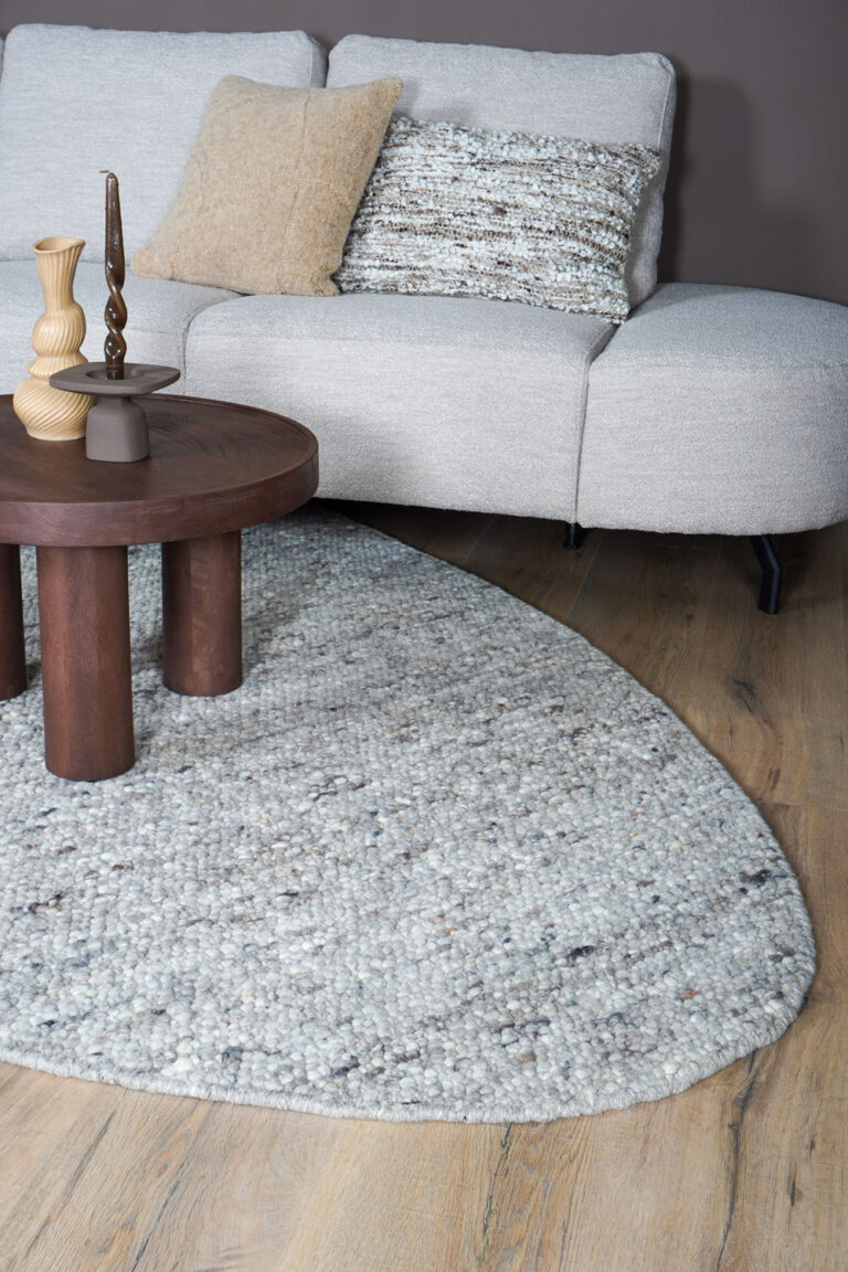 Vloerkleed Stone kiezelvormig lichtgrijs 200x280 cm