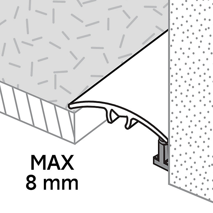 Barre de seuil incurvée en aluminium décor métal mat GoodHome 30 x 930 mm