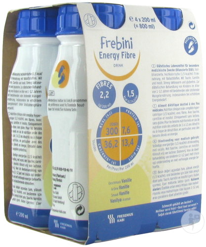 Fresubin Frebini Energy Fibre Drink Vanille Flacons 4x200ml