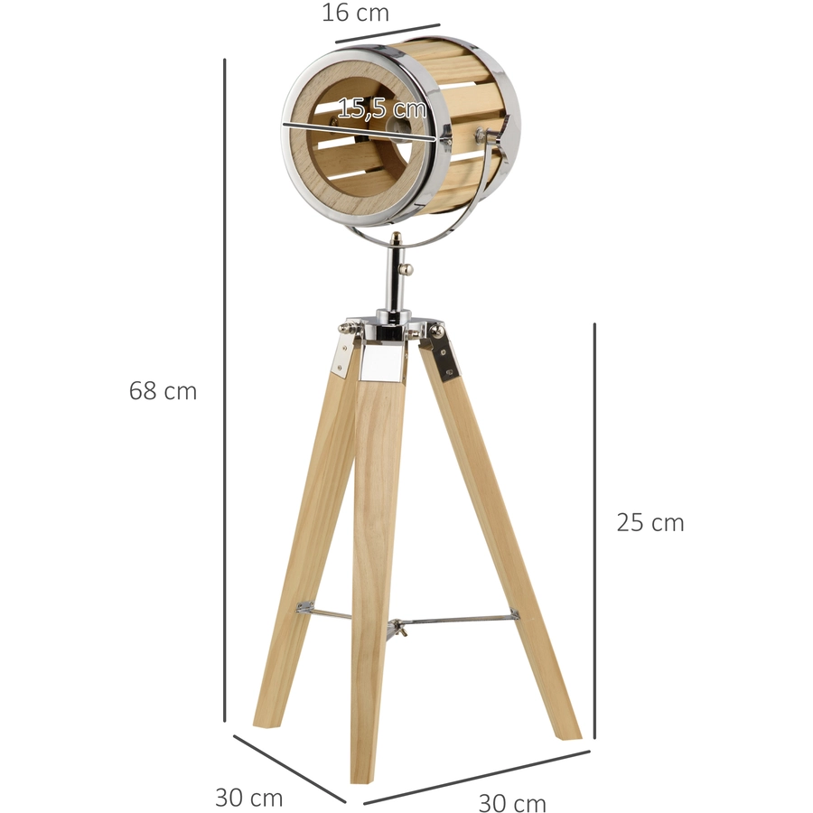 HOMCOM Tischlampe mit E14 Sockel natur