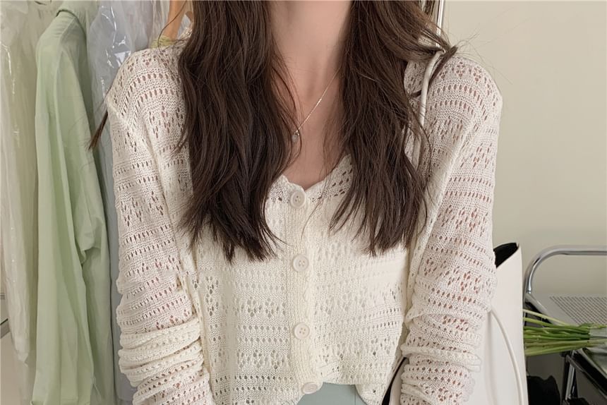 Mywaki - V-hals effen pointelle vest
