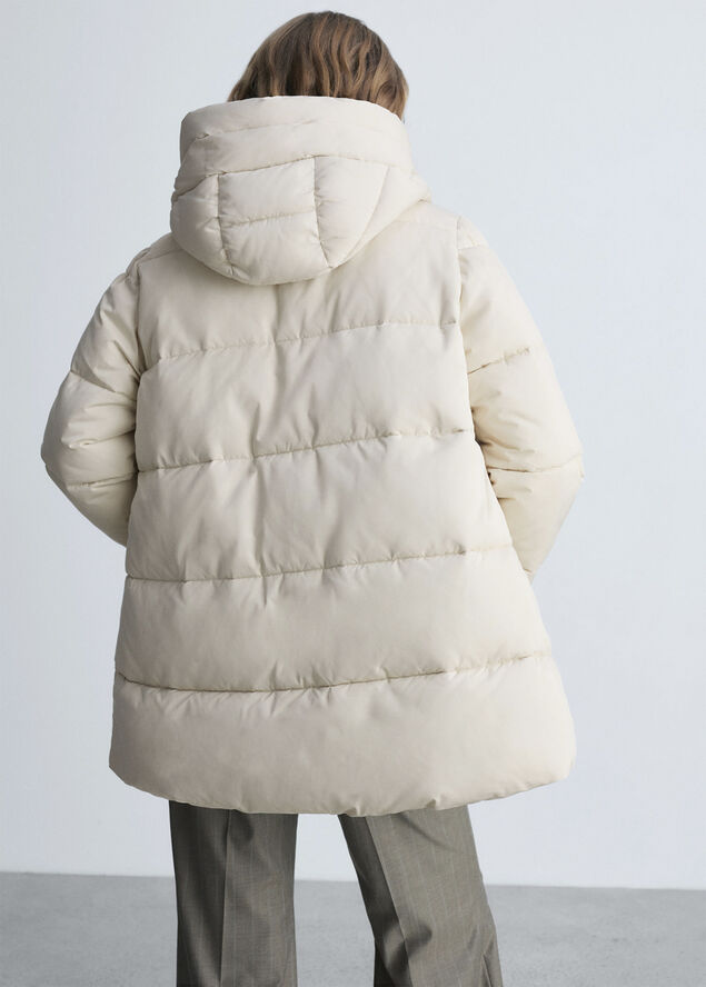 MANGO Hood quilted coat Light beige