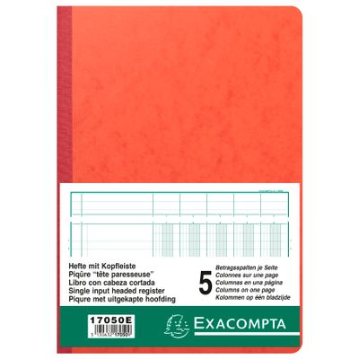 Exacompta - Piqûre à tête paresseuse - 5 colonnes sur 1 page - 29,7 x 21 cm - 80 pages