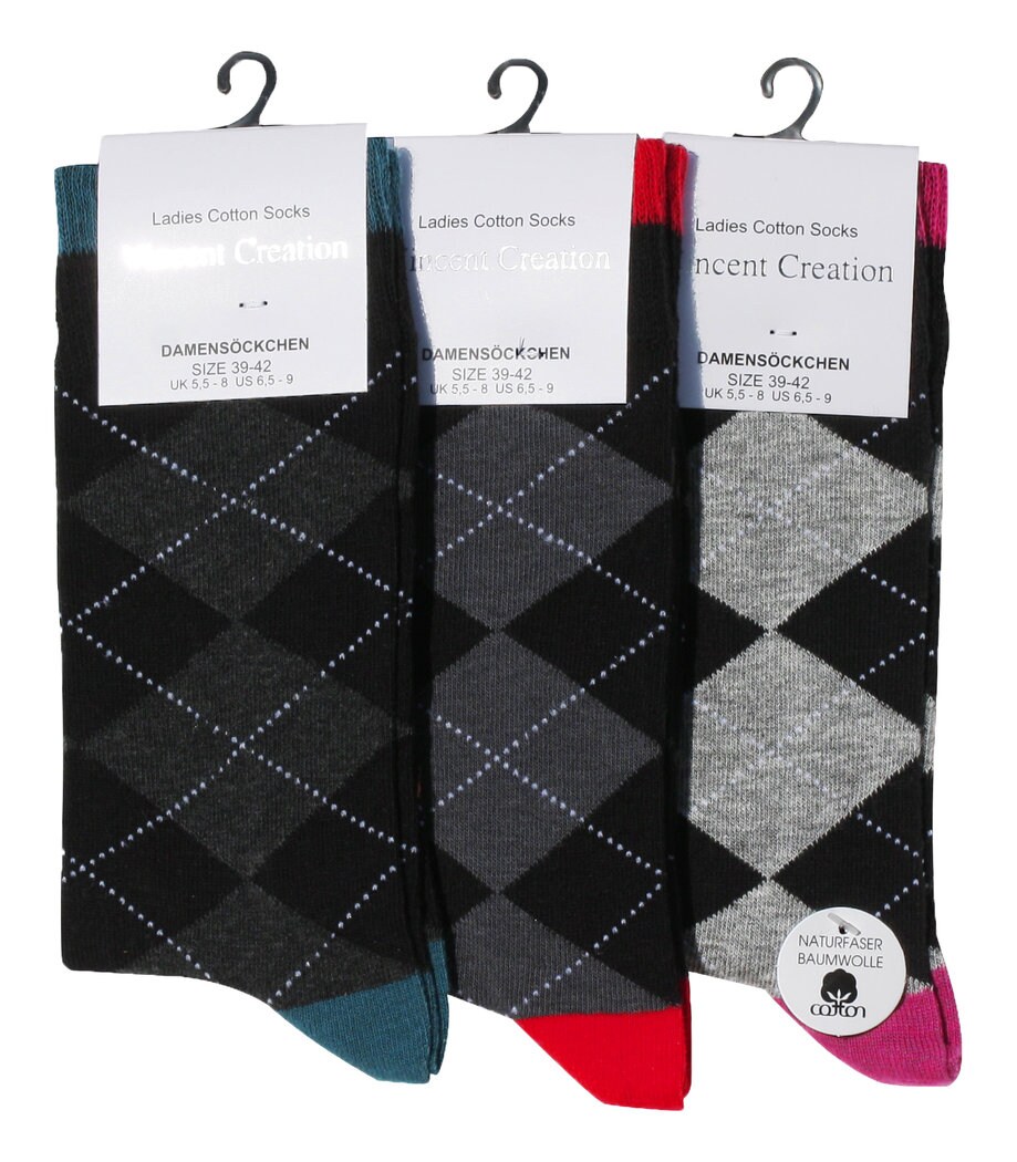 VCA® Modische Socken 3 Paar, mit Karos