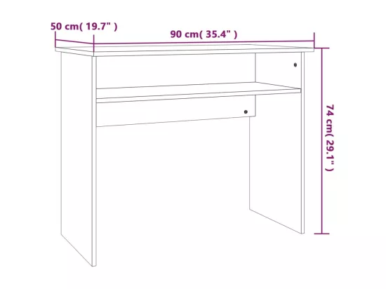 Bureau Chêne fumé 90x50x74 cm Bois d'ingénierie