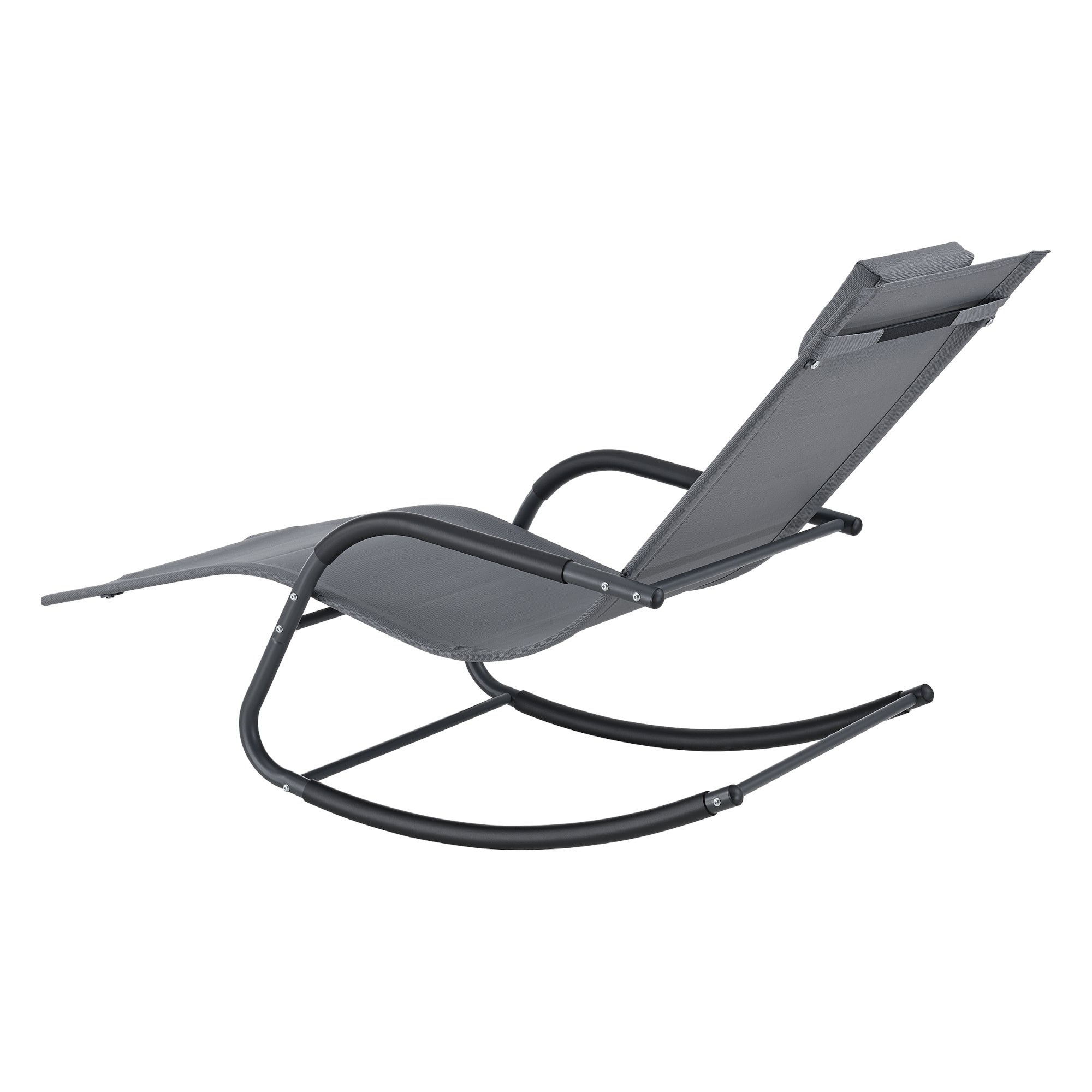 Bain de soleil à bascule acier textile 147 x 63 x 89 cm gris foncé