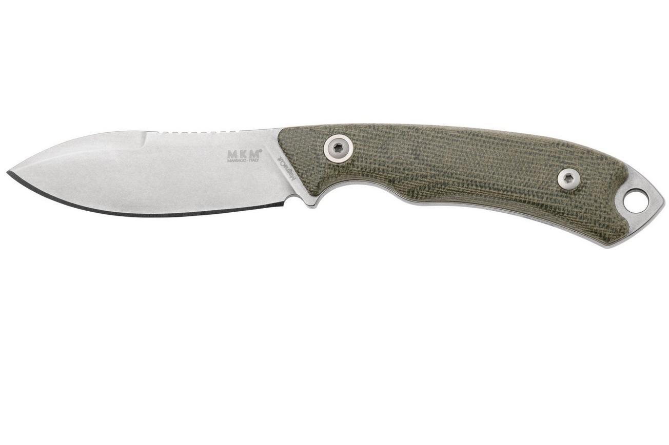 MKM Pocket Tango 1 Nessmuk PT1-GC Green Canvas Micarta vaststaand mes, David C. Andersen design