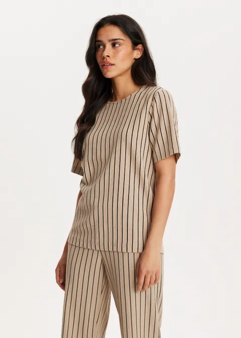Jersey t-shirt met structuur roze (NUDE)