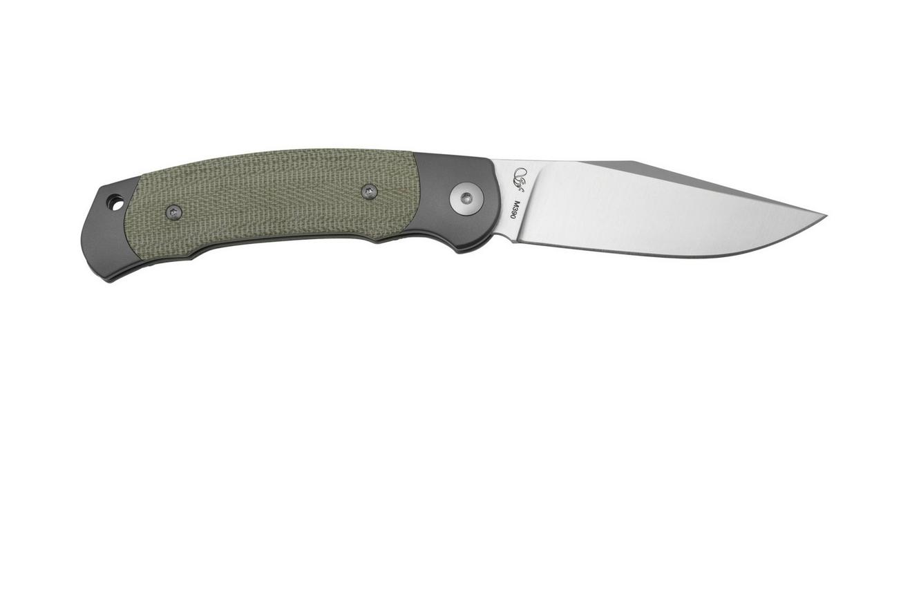 Viper Twin, V6002CG, Satin M390, Green Canvas Micarta zakmes, Fabrizio Silvestrelli design