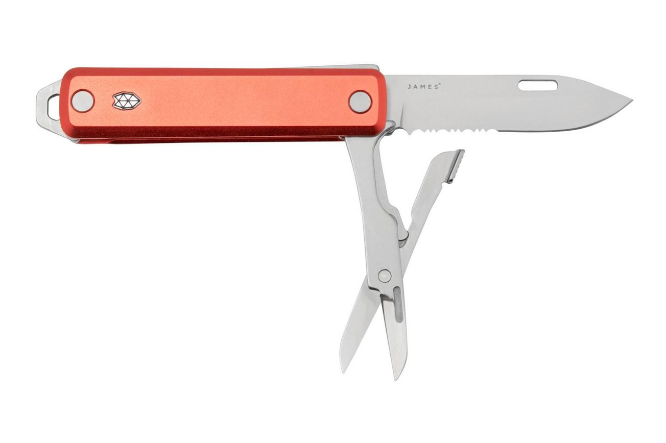 The James Brand The Ellis Scissors, Coral, Aluminum Serrated, zakmes