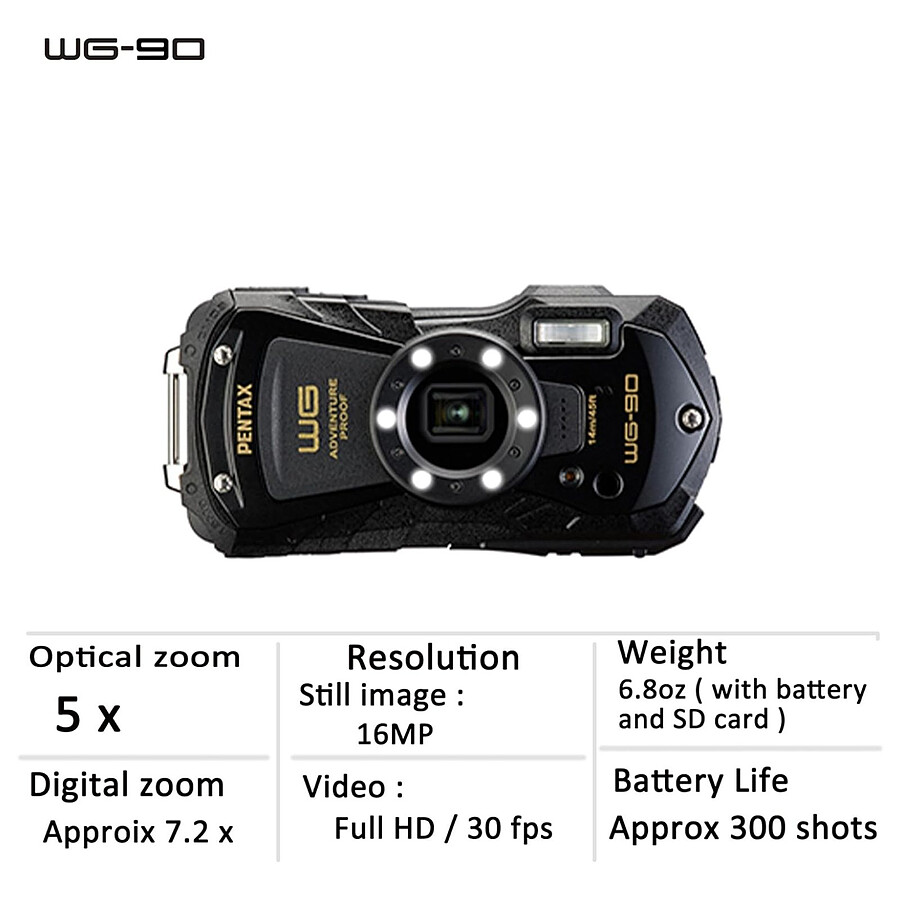 Pentax WG-90 Noir