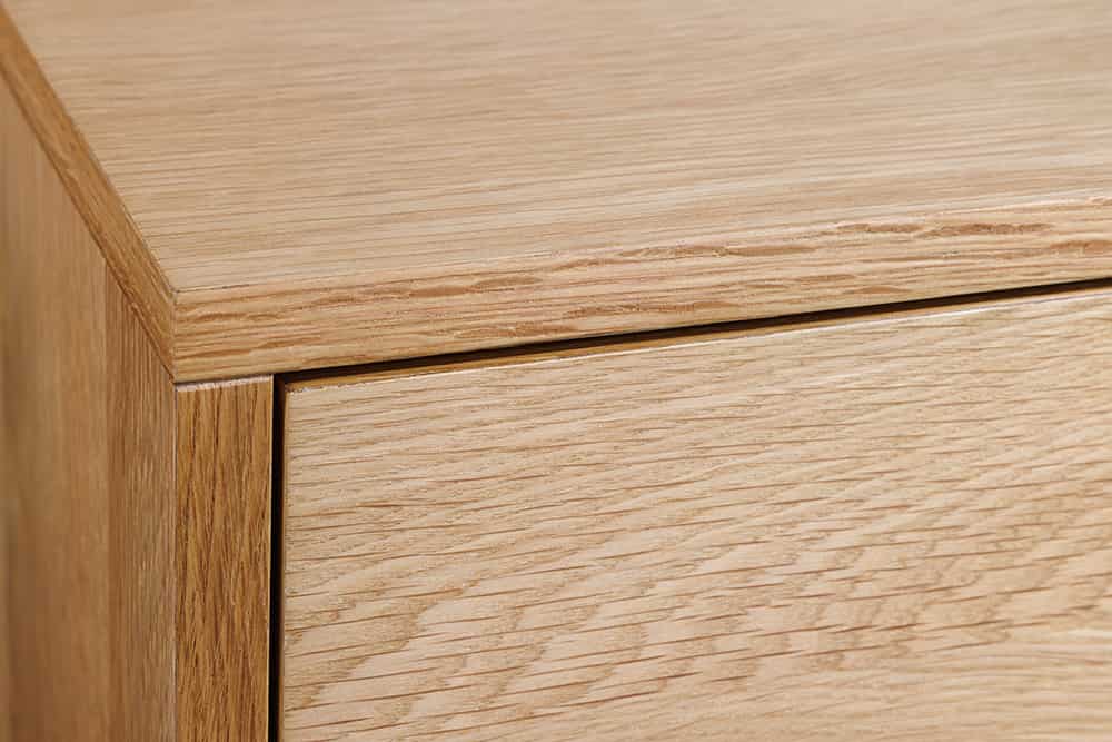 Massives TV-Lowboard LIVING EDGE 160cm natur Eichenholz Baumkante mit Hairpin Legs