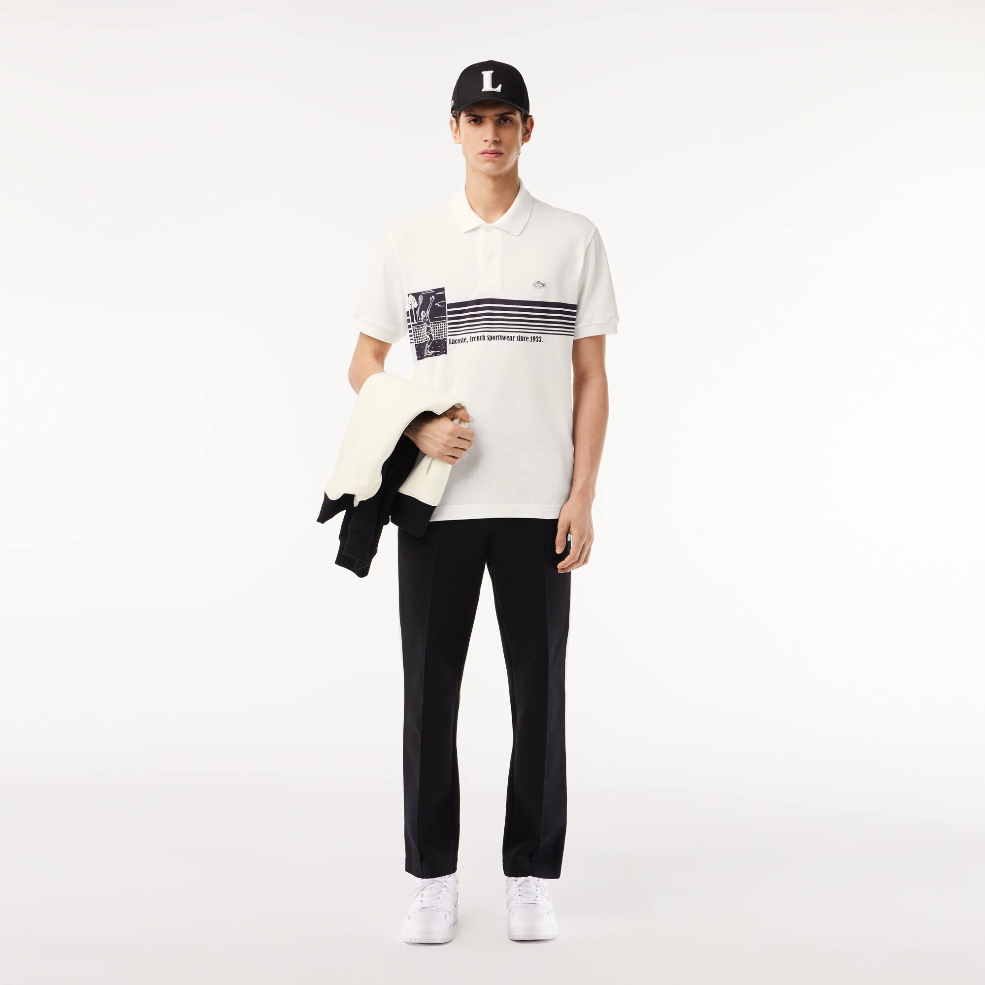 Original L.12.12 Poloshirt mit Aufdruck, in Frankreich hergestellt. Kurze Ärmel - Weiss - Lacoste - Herren