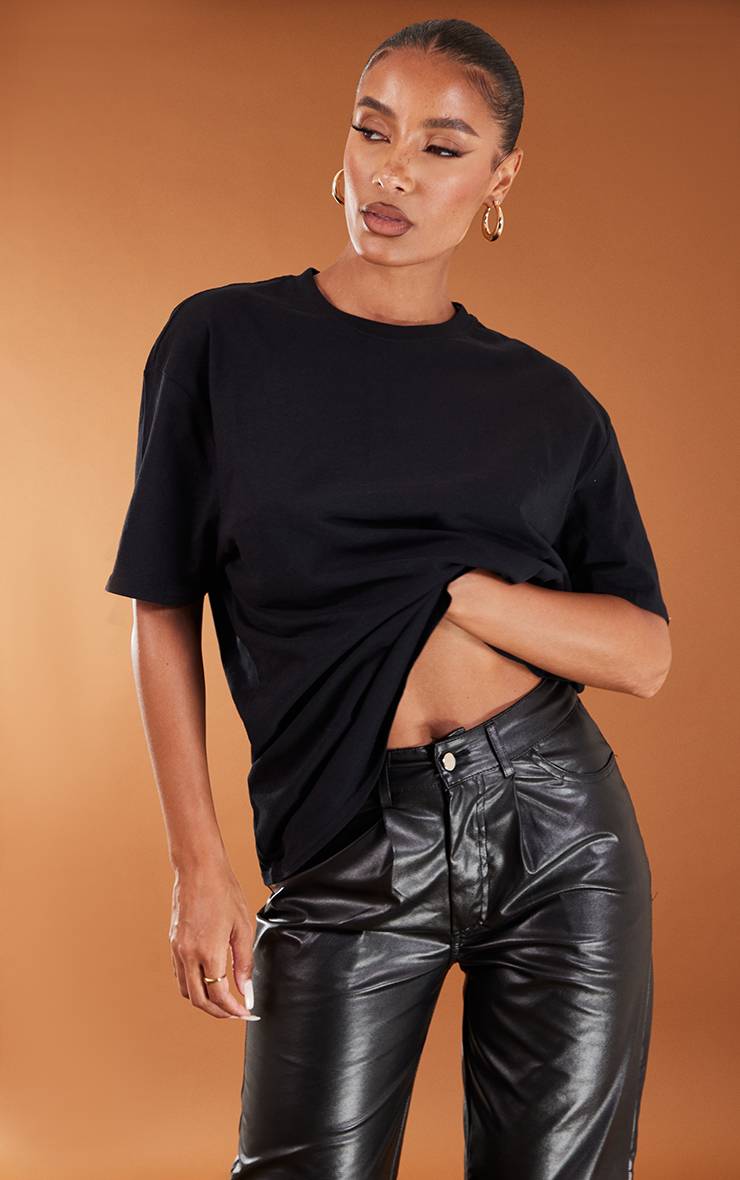 Noir T-shirt Oversize En Coton