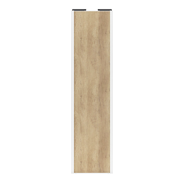 Porte de placard coulissante effet chêne brut profil blanc GoodHome Arius H. 248,5 x L. 62.2 cm + amortisseurs