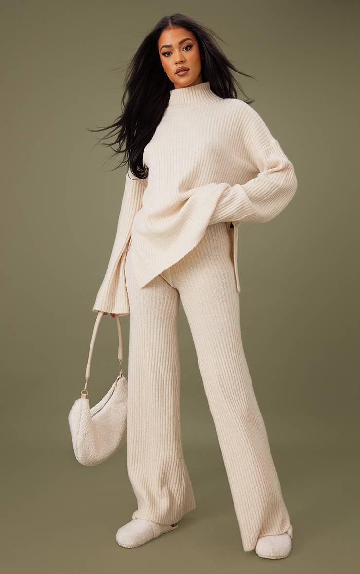 Avoine Pantalon Large En Maille Côtelée Luxe Tall