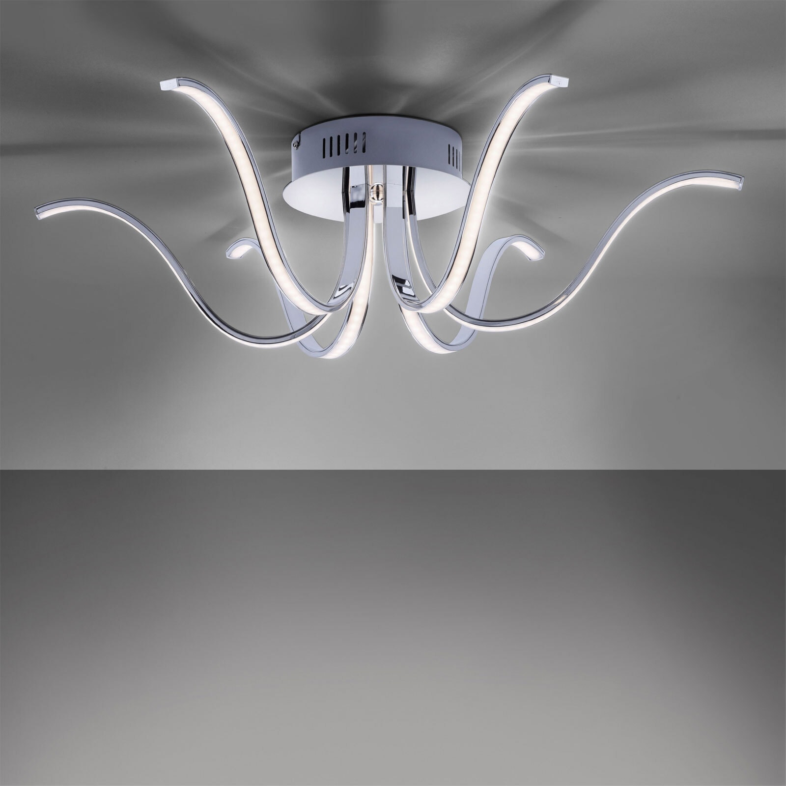 LED-Deckenleuchte Valerie 67x21 cm chromfarbig