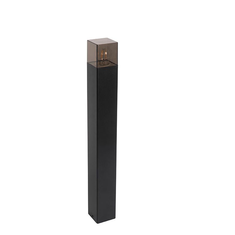 Buitenlamp zwart met smoke glas met grondpin en kabelmof 70cm IP44 - Denmark