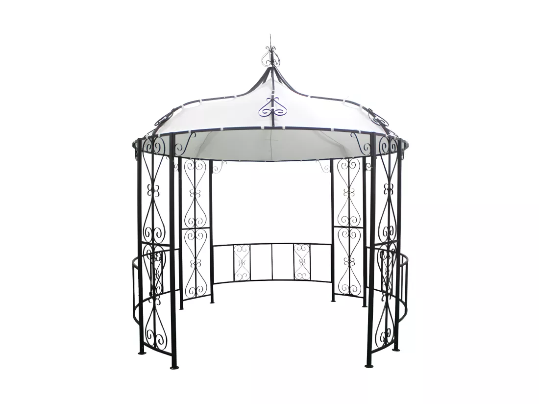 Kiosque de jardin en métal façon fer forgé D300 x H305 cm - Noir - TILCARA