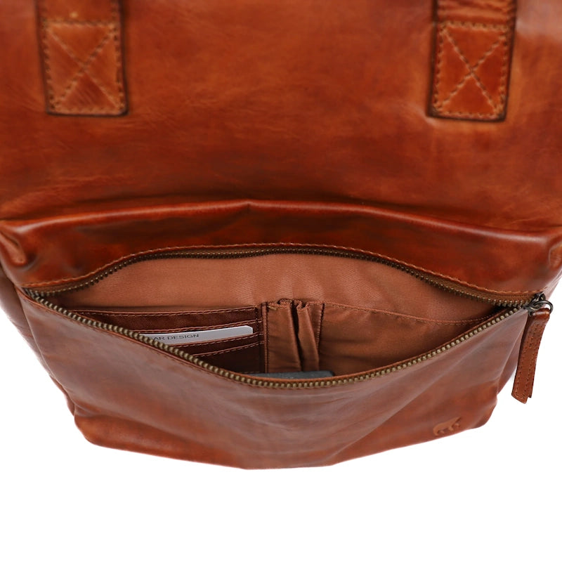 Bear Design Rugtas met Beugelsluiting Jurian Cognac