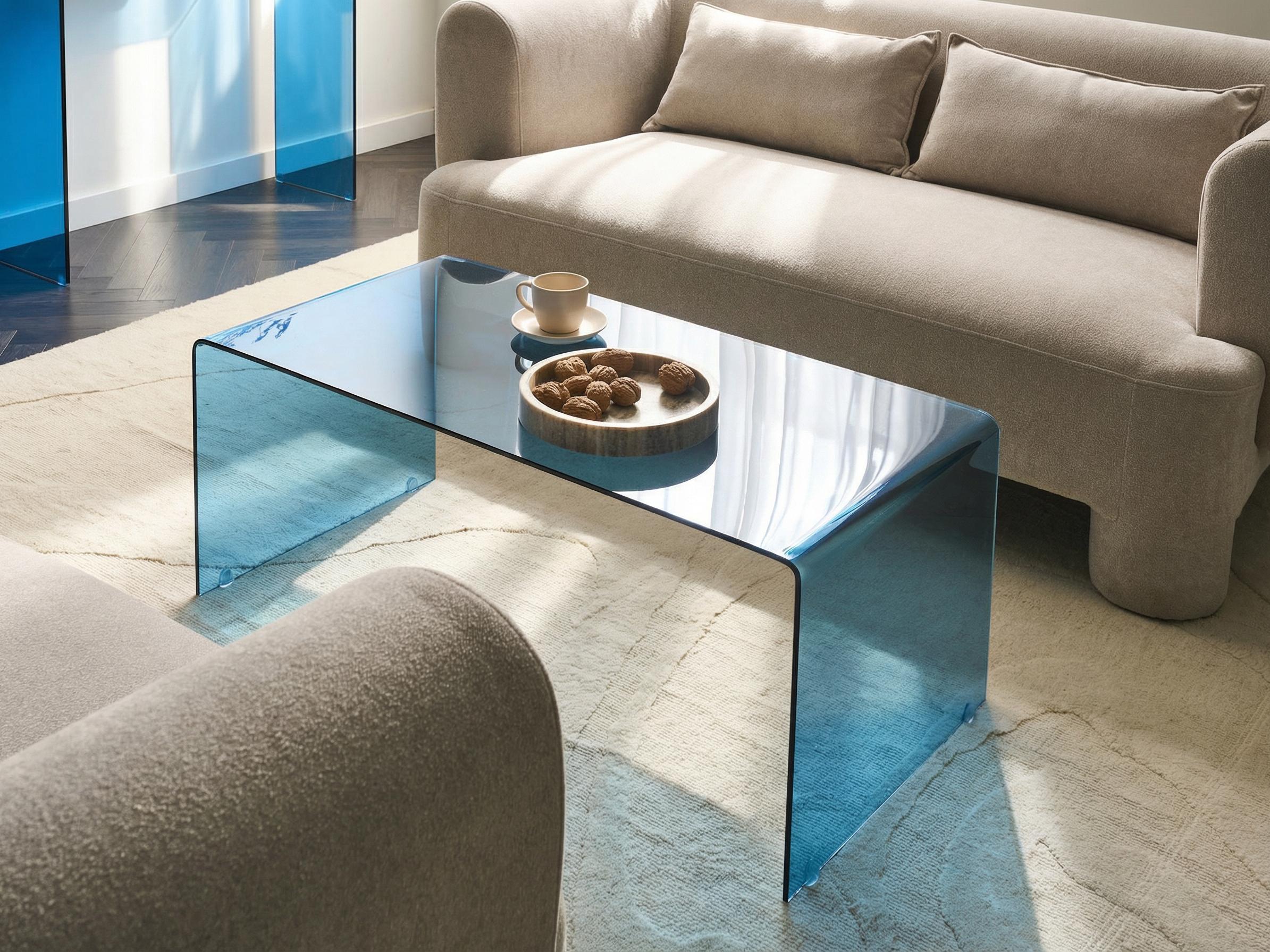 Salontafel KENDALL Veiligheidsglas Blauw