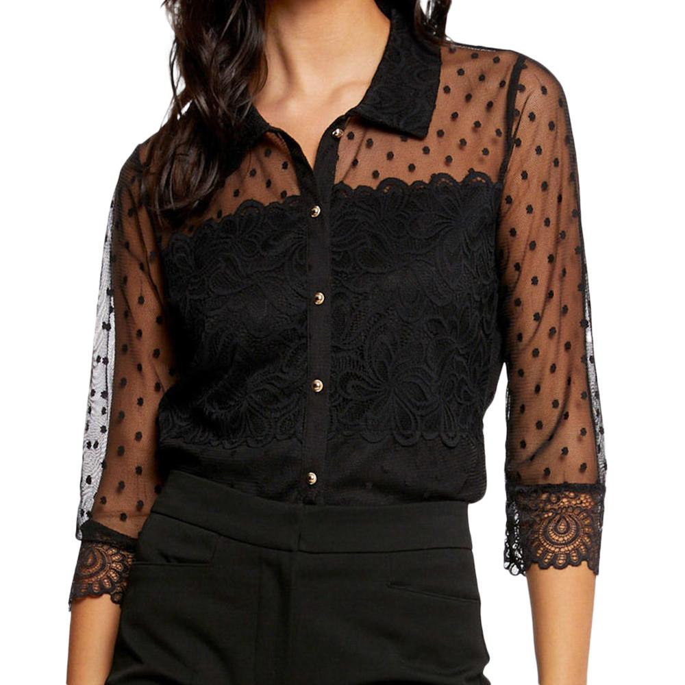 Morgan Chemise Noire Femme Morgan Defl