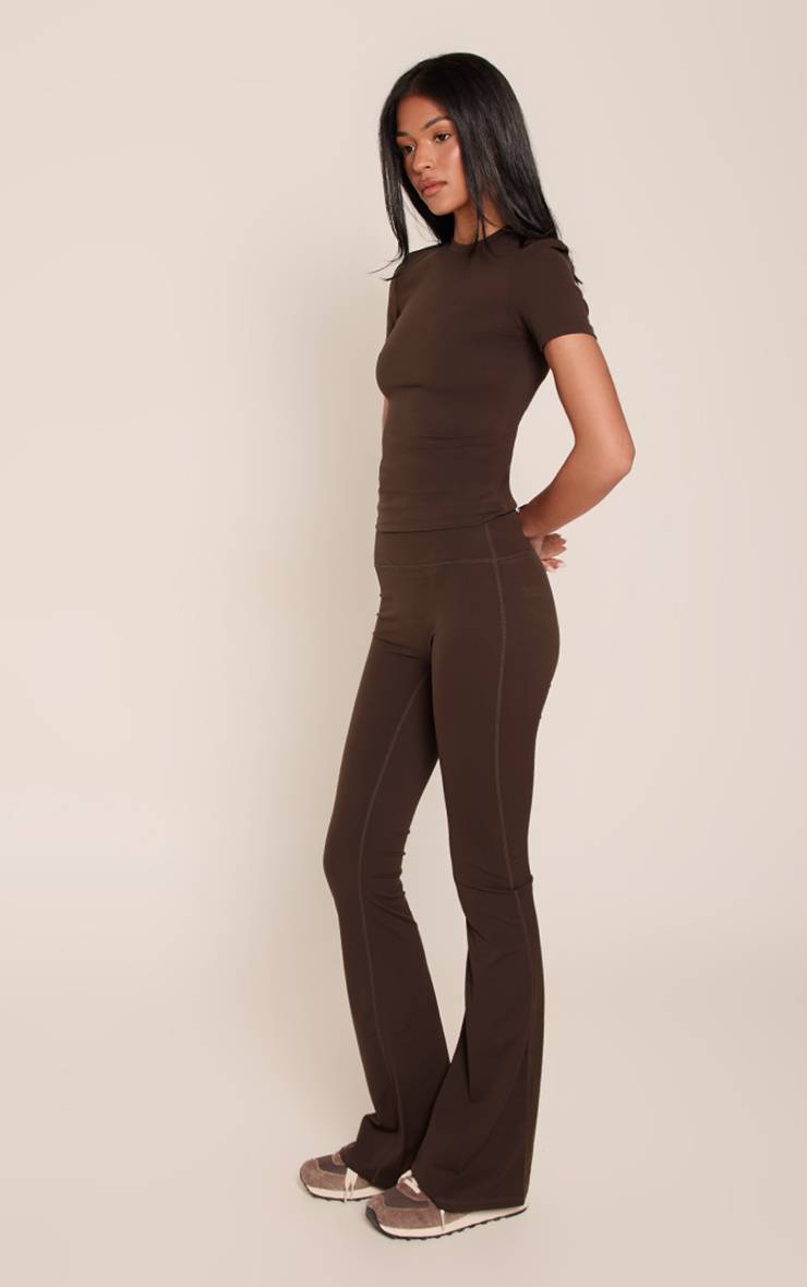 Espresso Pantalon De Yoga Évasé Taille Haute Sculptant Pour Grandes Tailles