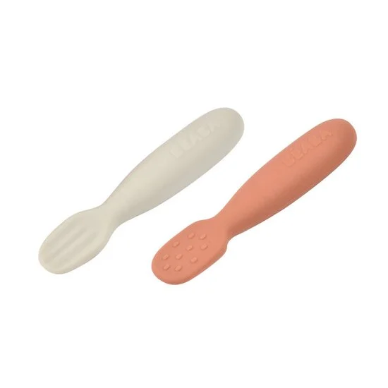 Lot de 2 Pré Cuillères Silicone   Terracotta / Velvet Grey        de               Béaba