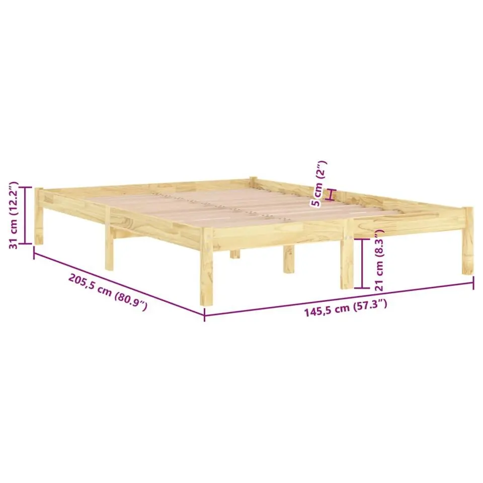 vidaXL - Bed frame met lattenbodem - Naturel - Massief grenenhout - 140x200 cm
